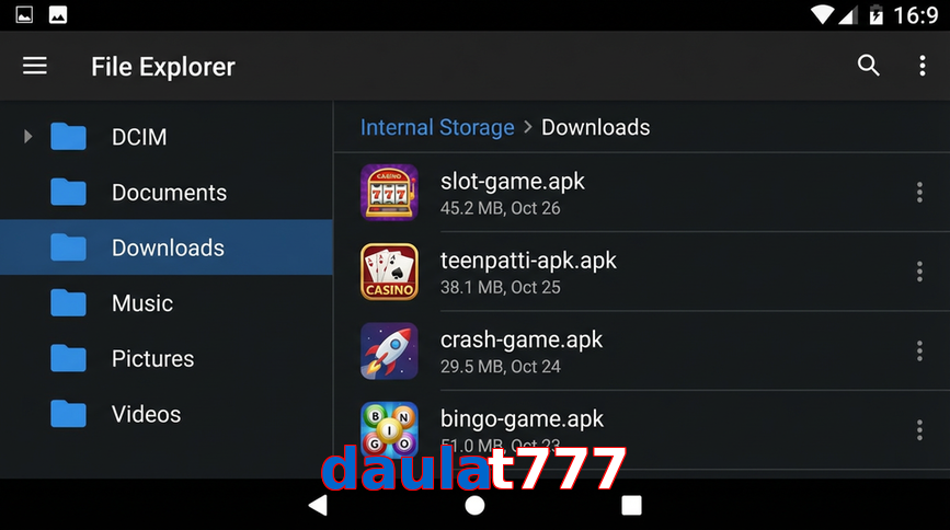 Main screen of Daulat777 gameapk page for PK players